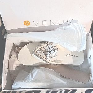 White rhinestone detail sandals